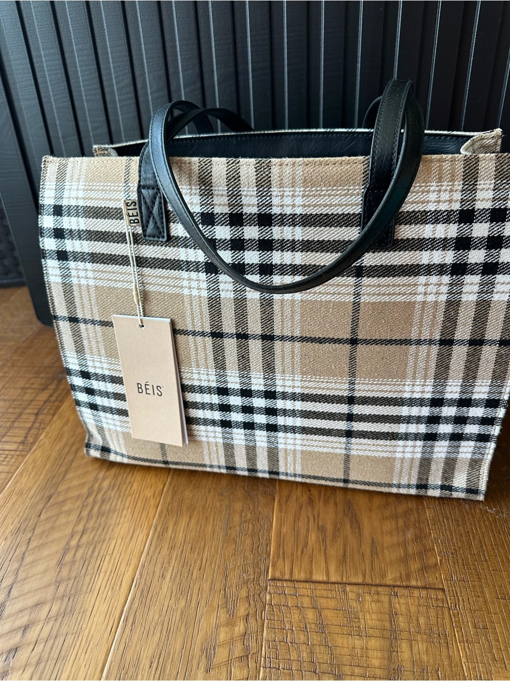 BEIS Plaid Tote, insert, and pouches